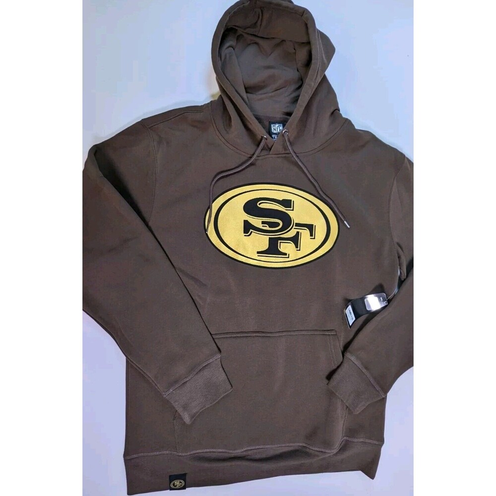 New Men's Brown And Gold Pullover Hoodie Sweatshirt NFL Size M San Francisco